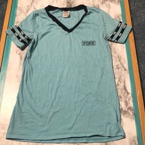 VS Pink- Light Blue V-Neck Tee
